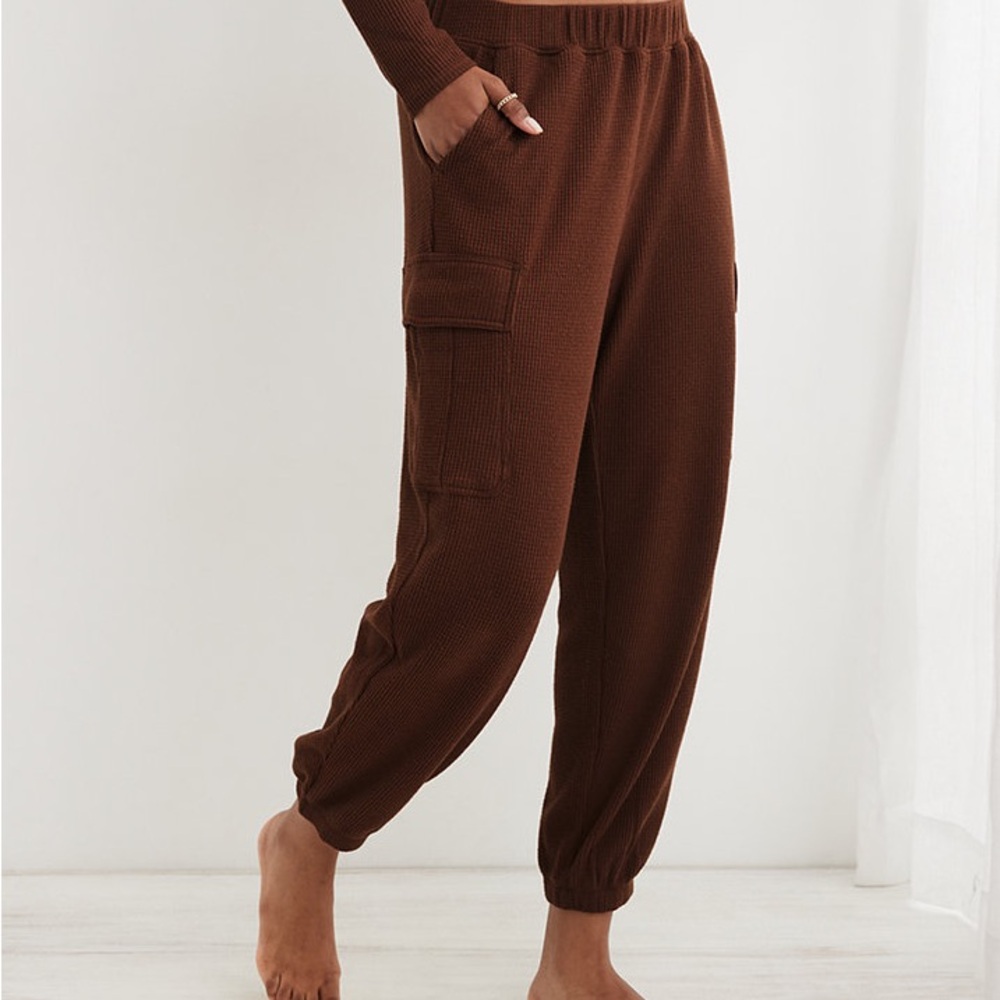 NWT AERIE TRAVELER WAFFLE CARGO JOGGER Size Medium In The Color Universe